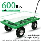 AAIN AA0912 600 lbs Heavy Duty Metal Garden Cart, Pull able Yard Wagon with Removable Mesh Sides, 180° Rotating Handle & 10" Wheels, Green