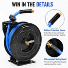 AAIN Retractable Air Hose Reel With 1/2" Inch x 50' Ft, Heavy Duty Steel Hose Reels, Auto Rewind Pneumatic,Industrial Grade Rubber Hose Wall Mount, PN040