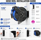 AAIN Retractable Air Hose Reel With 1/2" Inch x 50' Ft, Heavy Duty Steel Hose Reels, Auto Rewind Pneumatic,Industrial Grade Rubber Hose Wall Mount, PN040