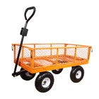 AA0792 1000 lbs Metal Garden Cart, Heavy Duty Garden Wagon with Removable Steel Mesh Sides, Utility Yard Carts with 180° Rotating Handle with 10 inch Wheels, 4cu.ft Load Capacity Outdoor Wagons
