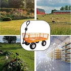 AA0792 1000 lbs Metal Garden Cart, Heavy Duty Garden Wagon with Removable Steel Mesh Sides, Utility Yard Carts with 180° Rotating Handle with 10 inch Wheels, 4cu.ft Load Capacity Outdoor Wagons