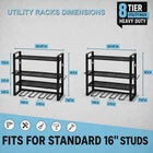 AA109 40''W Large Power Tool Organizer Wall Mount with 8 Screwdriver Holder, 2 Pack Heavy Duty Tool Storage Rack for Workshop Drill Rack, 4-Tier Utility Shelf for Home Garage Organization, Black