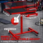 LT018-red Mechanics Rolling Work Table with Drawers 220 lbs Adjustable Mobile Tray Table for Shop, Garage, DIY Tool Tray Cable with Wheels