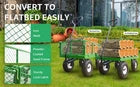 AAIN AA0912 600 lbs Heavy Duty Metal Garden Cart, Pull able Yard Wagon with Removable Mesh Sides, 180° Rotating Handle & 10" Wheels, Green