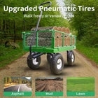 AAIN AA0912 600 lbs Heavy Duty Metal Garden Cart, Pull able Yard Wagon with Removable Mesh Sides, 180° Rotating Handle & 10" Wheels, Green