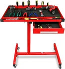LT018-red Mechanics Rolling Work Table with Drawers 220 lbs Adjustable Mobile Tray Table for Shop, Garage, DIY Tool Tray Cable with Wheels
