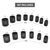 Aain AA028 1/2" Drive SAE Shallow Impact Socket Set, 6-Point Design, 14-Piece Set  3/8" to 1-1/4”