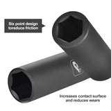 AA029 1/2” Drive Metric Deep Impact Socket Set, 6-Point Design, 15-Piece Set 10mm to 24mm.