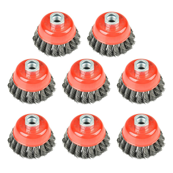 8pack 3 inch Twisted Knotted Cup Brush with 5/8