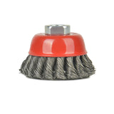 Aain AA018 3 inch Twisted Knotted Cup Brush with 5/8"-11 Threaded Arbor for Angle Grinder 2 pack