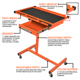 Aain LT018 Heavy-Duty Adjustable Work Table with Drawer & Wheels, Mechanic Tray,Mobile Rolling Tool Table, Orange