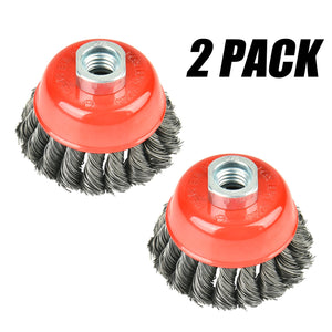 3 inch Twisted Knotted Cup Brush with 5/8-11 NC Threaded Shank Wire Wheel  Brush Cup Threaded Arbor for Angle Grinder 2 Pack – Autospecialtools