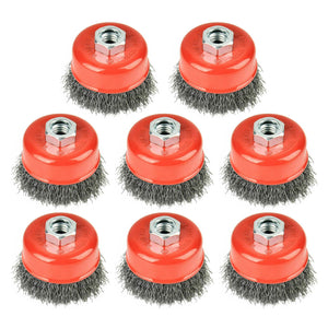 Aain 8 Pack Wire Wheel Brush Cup Brush Set, 3 Inch Crimped Cup Brush for Angle Grinder