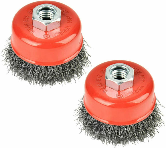 Aain AA017 3 Inch Crimped Wire Cup Brush, Wire Cup Brush Set For Grinders,  5/8-11 UNC – Autospecialtools